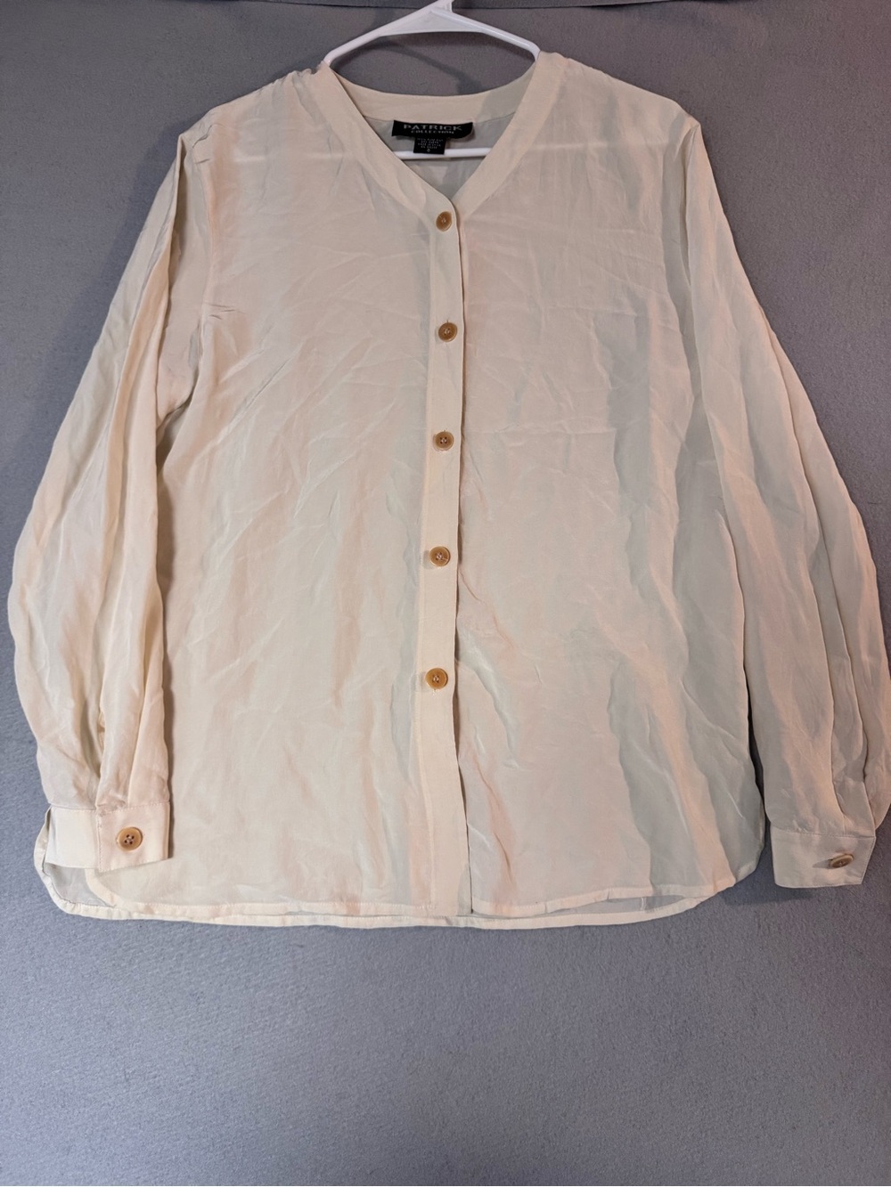Vintage Patrick Collection 100% Silk Womens Button Down Blouse Size 6